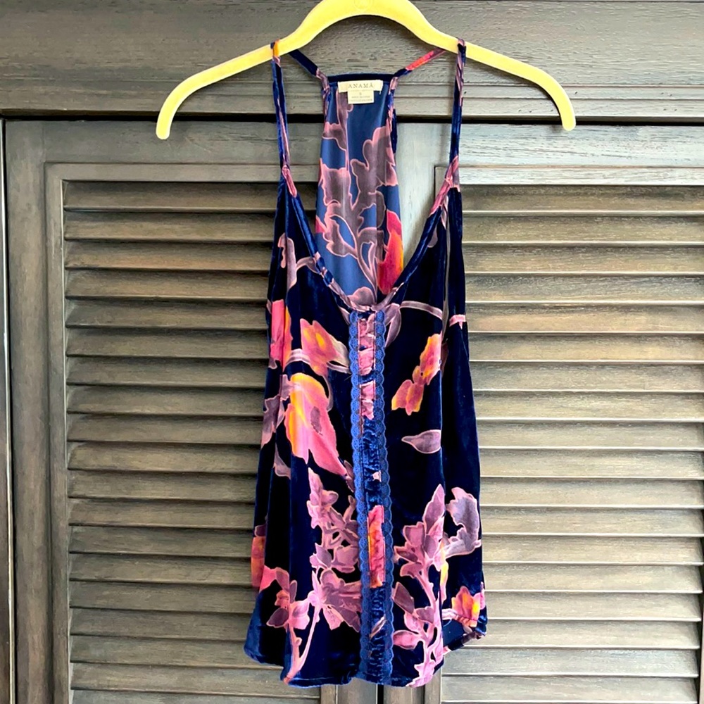 Anthropologie Floral Velvet Top
